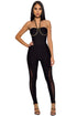 Sexy Black Chain Strap Bandage Jumpsuit